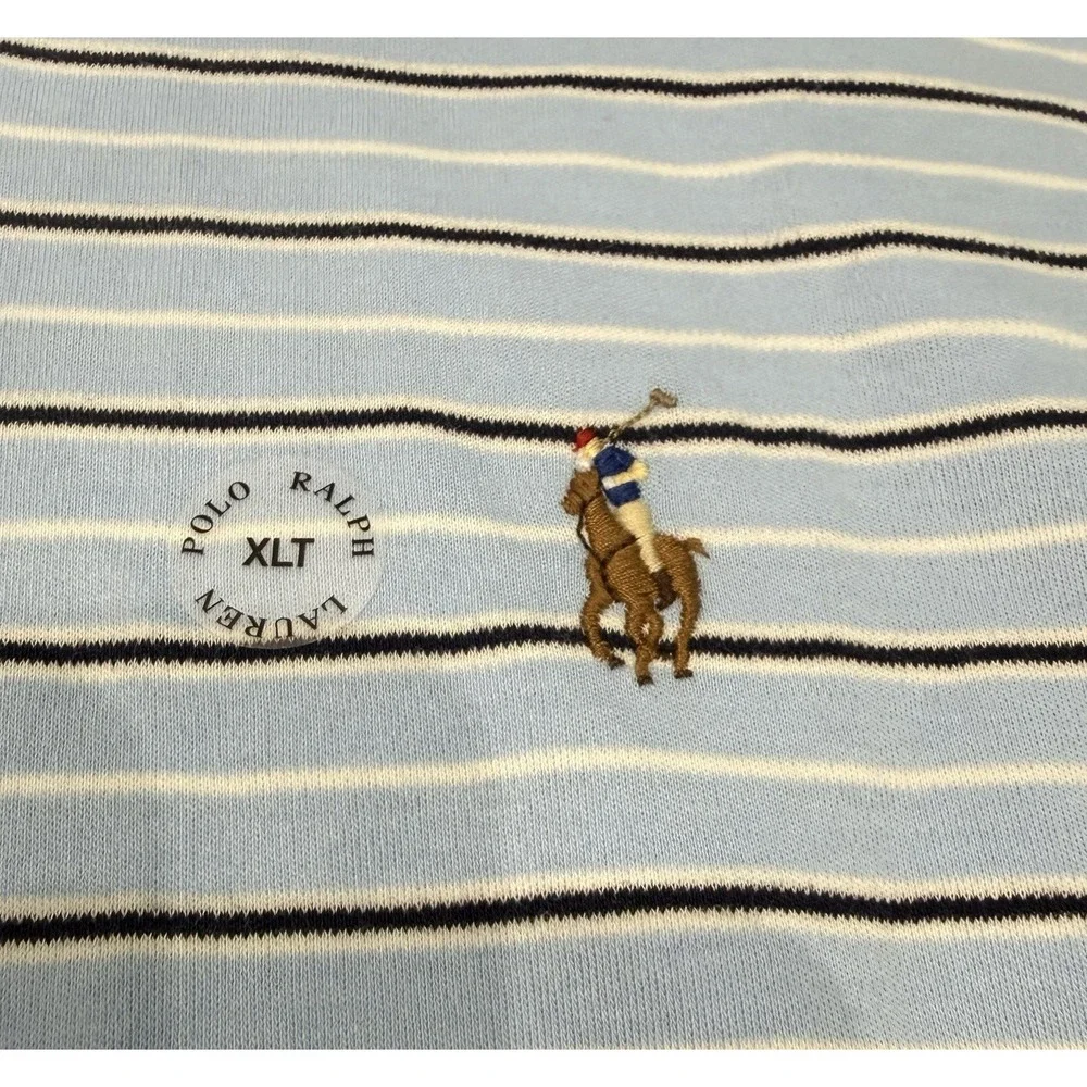 Polo Ralph Lauren Men's Polo Classic Fit Blue Stripes 100 Cotton Size XLT NWT